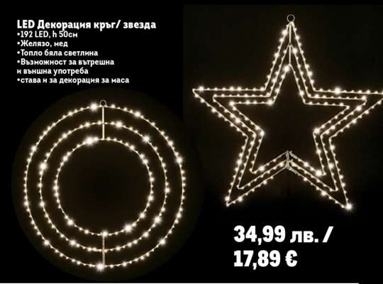 LED ДЕКОРАЦИЯ КРЪГ / ЗВЕЗДА