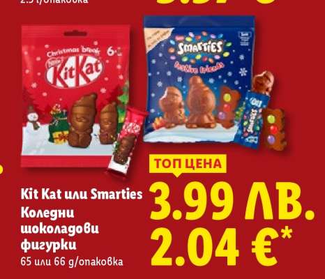 Kit Kat или Smarties Коледни шоколадови фигурки