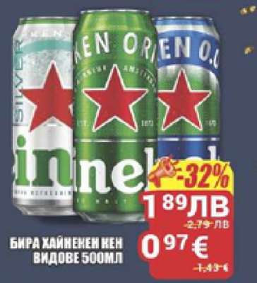 БИРА ХАЙНЕКЕН КЕН ВИДОВЕ 500МЛ