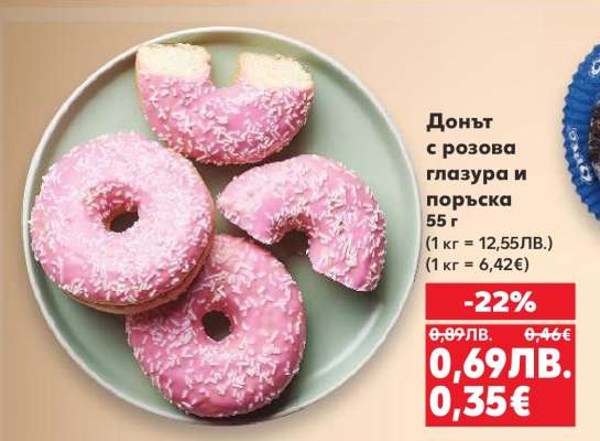 Донът с розова глазура и поръска