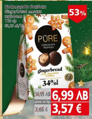 Шоколадови бонбони Gingerbread млечни трюфели