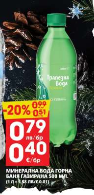 Минерална вода Горна Баня газирана 500 мл