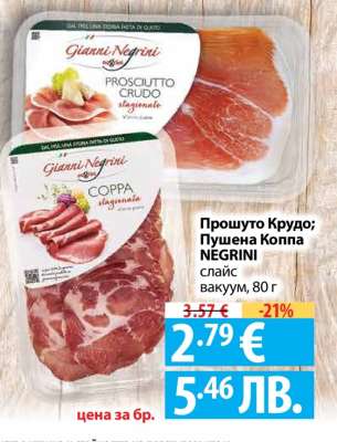 Прошутo Крудо; Пушена Коппа NEGRINI