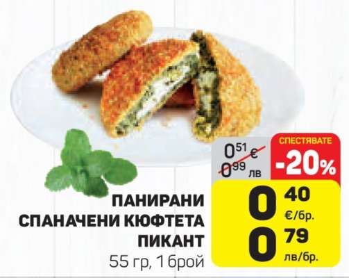 ПАНИРАНИ СПАНАЧЕНИ КЮФТЕТА ПИКАНТ