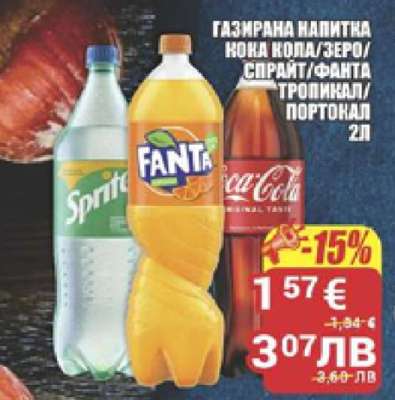 Газирана напитка Кока Кола/Зеро/Спрайт/Фанта Тропикал/Портокал