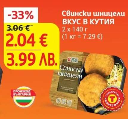 Свински шницели ВКУС В КУТИЯ