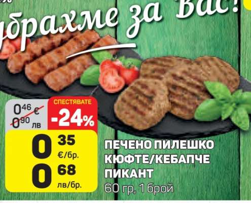 Печено пилешко кюфте/кебапче пикант