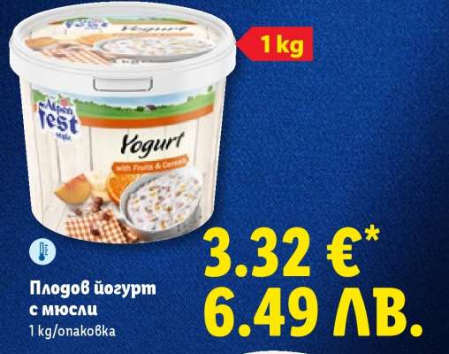 Плодов йогурт с мюсли