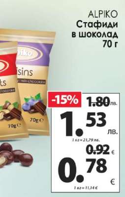 ALPIKO Стафиди в шоколад 70 г