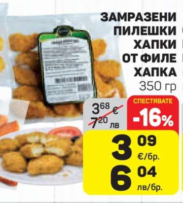 Замразени пилешки хапки от филе Хапка