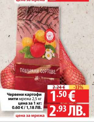 Червени картофи мити мрежа