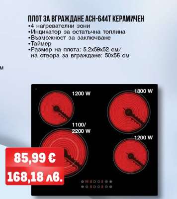 Плот за вграждане ACH-644T керамичен