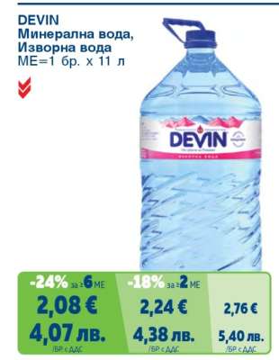 DEVIN Минерална вода, Изворна вода