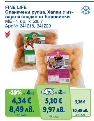 FINE LIFE Спаначени рулца/Хапки с извара и сладко от боровинки