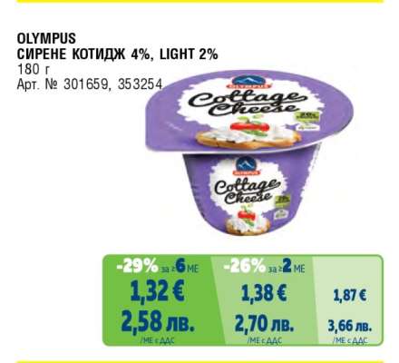 OLYMPUS СИРЕНЕ КОТИДЖ 4%, LIGHT 2%