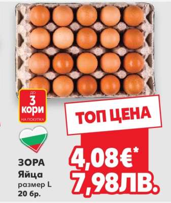 ЗОРА Яйца размер L 20 бр.