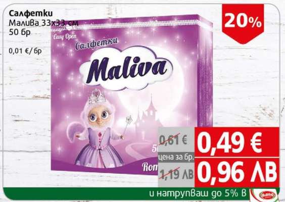 Салфетки Малива 33x33 см