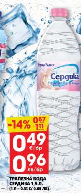 ТРАПЕЗНА ВОДА СЕРДИКА 1.5 Л.