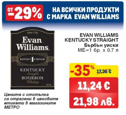 EVAN WILLIAMS KENTUCKY STRAIGHT
