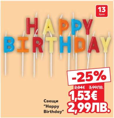 Свещи “Happy Birthday”