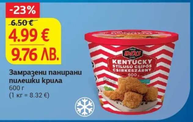 Замразени панирани пилешки крила