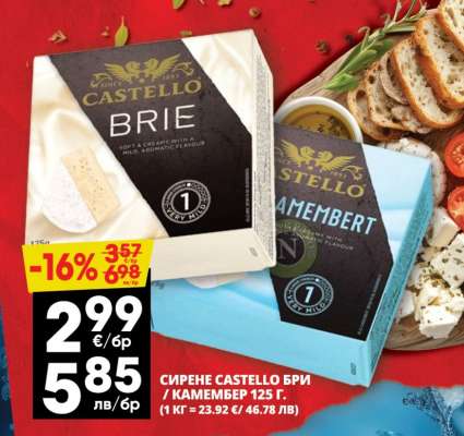 СИРЕНЕ CASTELLO БРИ / КАМЕМБЕР 125 г