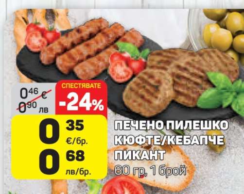 Печено пилешко кюфте/кебапче пикант