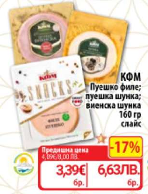 КФМ Пуешко филе; пуешка шунка; виенска шунка