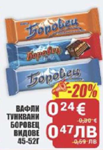 ВАФЛИ ТУНКВАНИ БОРОВЕЦ ВИДОВЕ