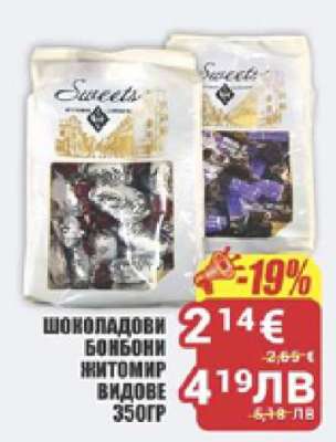 Шоколадови бонбони Житомир видове