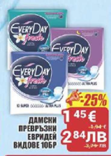 ДАМСКИ ПРЕВРЪЗКИ ЕВРИДЕИ ВИДОВЕ 10БР