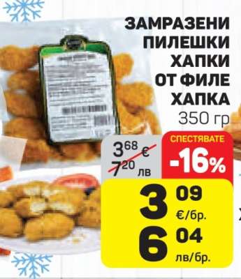 Замразени пилешки хапки от филе Хапка