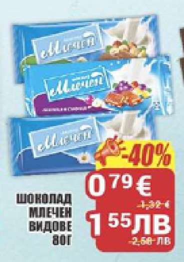 Шоколад млечен видове