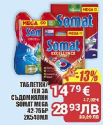 ТАБЛЕТКИ/ГЕЛ ЗА СЪДОМИЯЛНИ SOMAT MEGA