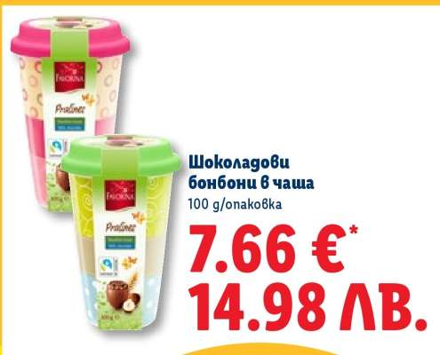 Шоколадови бонбони в чаша