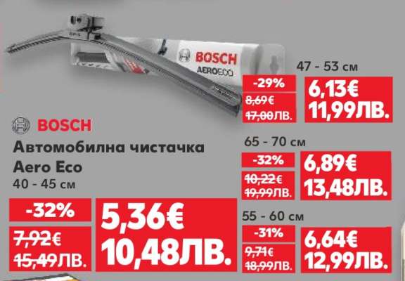 BOSCH Автомобилна чистачка Aero Eco 40 - 45 см