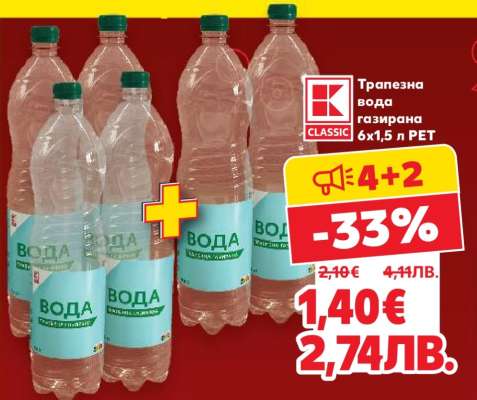 Трапезна вода газирана 6x1,5 л PET