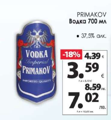 PRIMAKOV Водка 700 мл