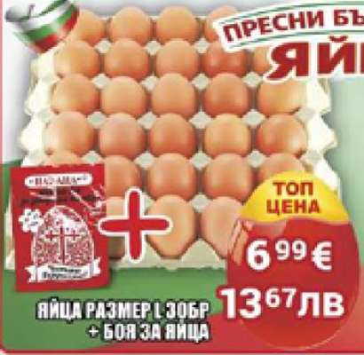 ЯЙЦА РАЗМЕР L 30БР + БОЯ ЗА ЯЙЦА