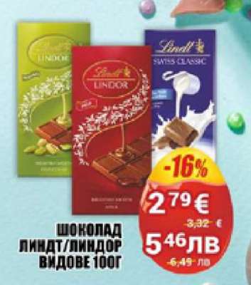Шоколад Lindt Lindor