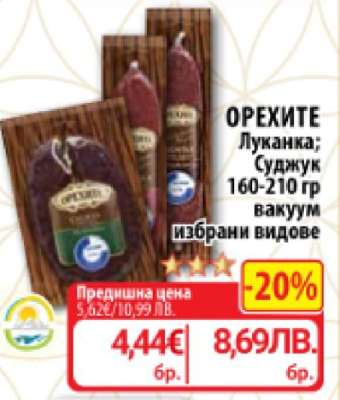ОРЕХИТЕ Луканка; Суджук