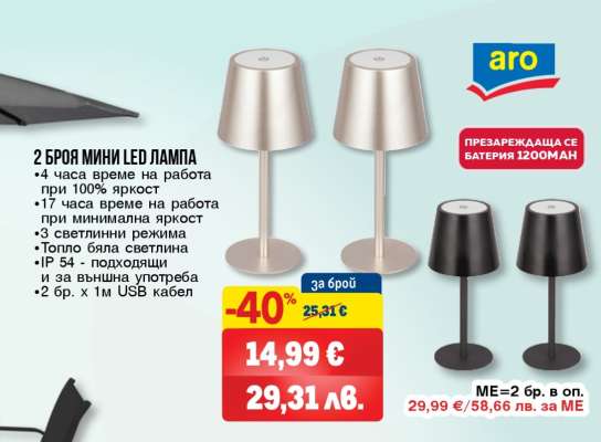 2 БРОЯ МИНИ LED ЛАМПА