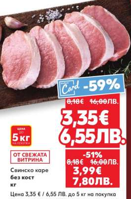 Свинско каре без кост кг