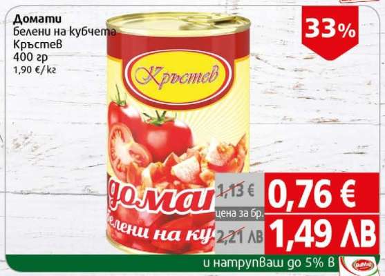 Домати белени на кубчета Кръстев