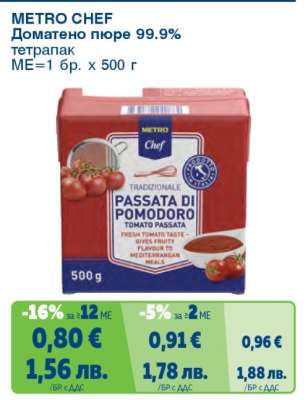 METRO CHEF Доматено пюре 99.9%