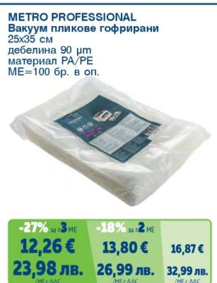 METRO PROFESSIONAL Вакуум пликове гофирани