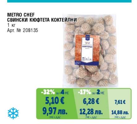 METRO CHEF СВИНСКИ КЮФТЕТА КОКТЕЙЛНИ