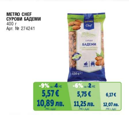 METRO CHEF Сурови бадеми