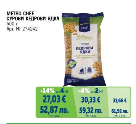 METRO CHEF Сурови кедрови ядки