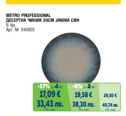METRO PROFESSIONAL ДЕСЕРТНА ЧИНИЯ 20CM JANINA СИН